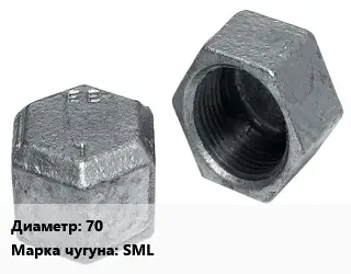 Заглушка чугунная 70 Марка: SML торцевая